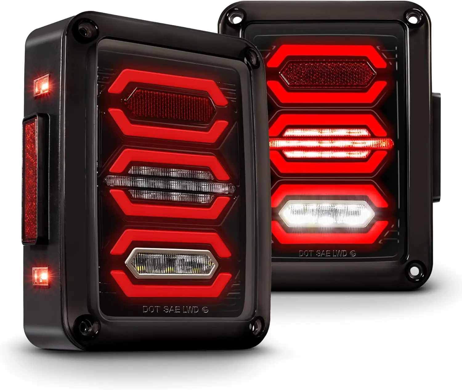 

TRUE MODS LED Rear Tail Light for Jeep Wrangler JK 2007-2018, Hexagon Smoke Lens, Plug & Play