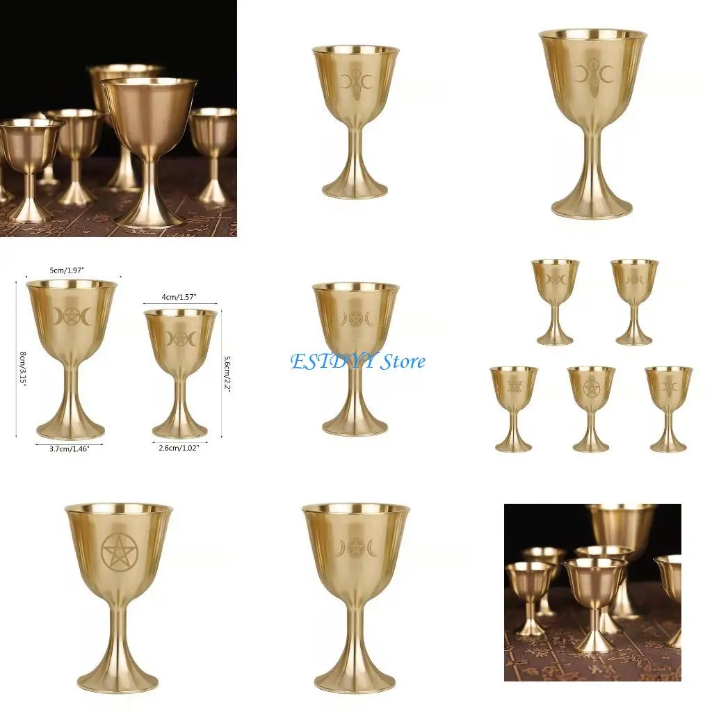 

G6DE Церемония гадания Астрологический инструмент Алтарь Чаловая опора Ритуальная чашка Тройной лунный алтарь Кубок Wi cca