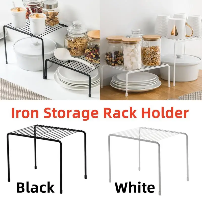 2/1Pcs Kitchen Cabinet Organizer Shelf Iron Storage Rack Holder Bathroom Cabinet Organizer Food Pantry Organization Storage Rack