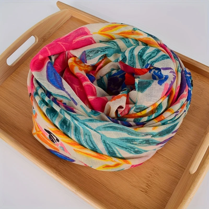 Écharpe à imprimé bohème pour femme, châles en coton doux, hijabs surdimensionnés, tour de cou, écharpe à pompon, marque de créateur, 2024