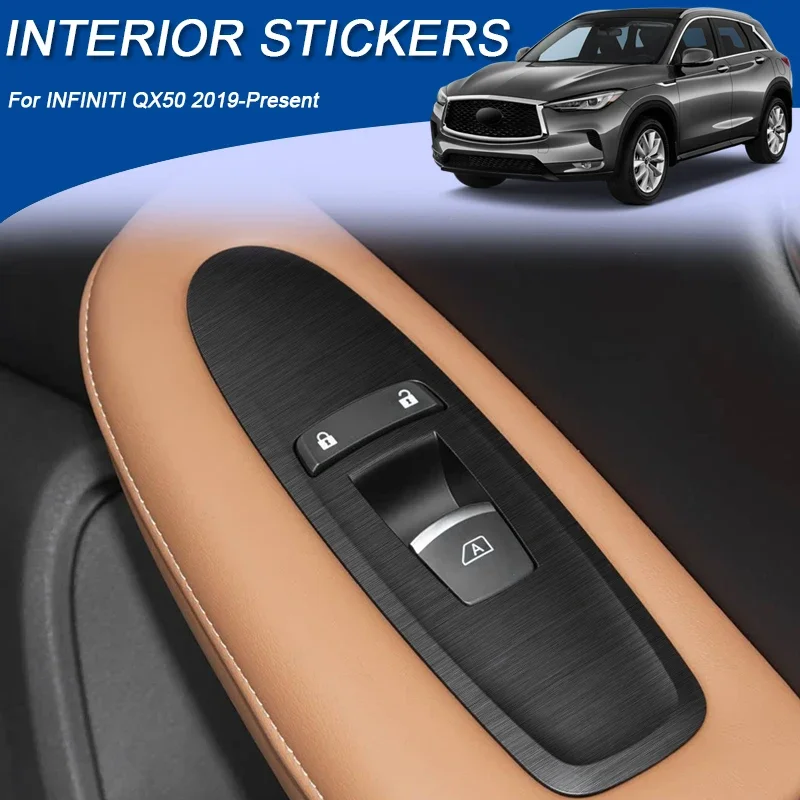 

Автомобильная карбоновая внутренняя наклейка, авто оконная подъемная панель, наклейка, защитная пленка для двери, аксессуар для INFINITI QX50 2019-2026 LHD