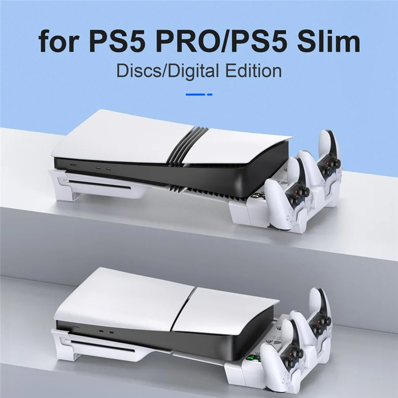 

ABTO-For PS5 Slim/PS5 Pro Station With 3-Level Cooling Fans Dock Stand, PS5 Accessories Controller Charging Station Holder