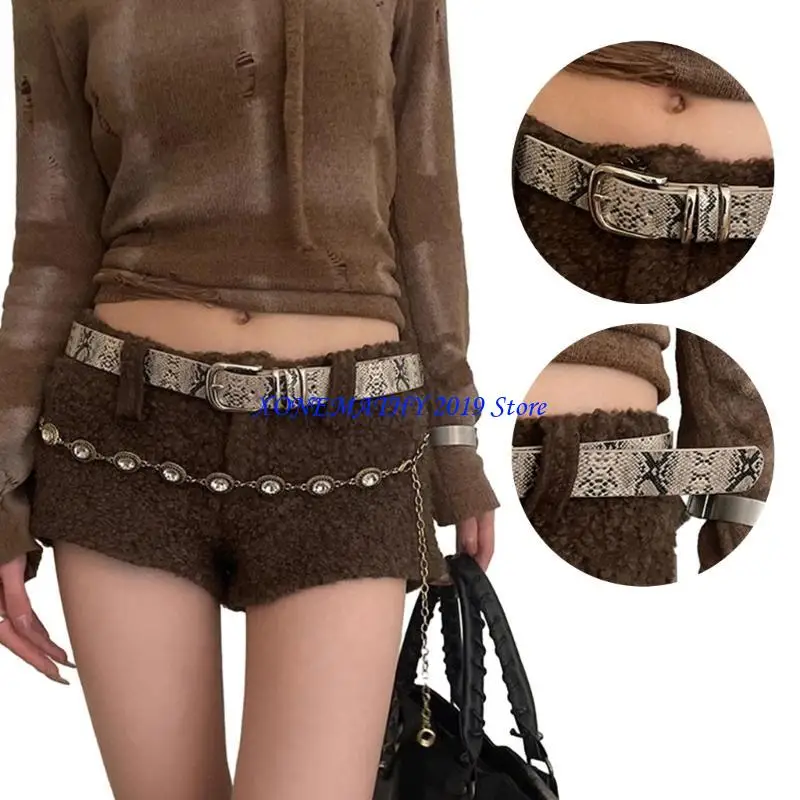 

F42F Modern Waist Belt Jeans Belt PU Leopard Print Simple Belt Casual Ceinture Belt