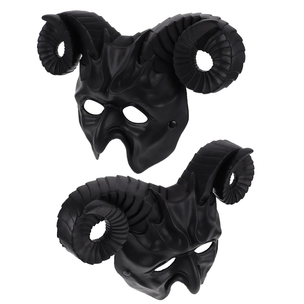 

2Pcs Devil Mask Horned Half Design for Masquerade Halloween Party Cosplay Costume Comfortable Light Festive