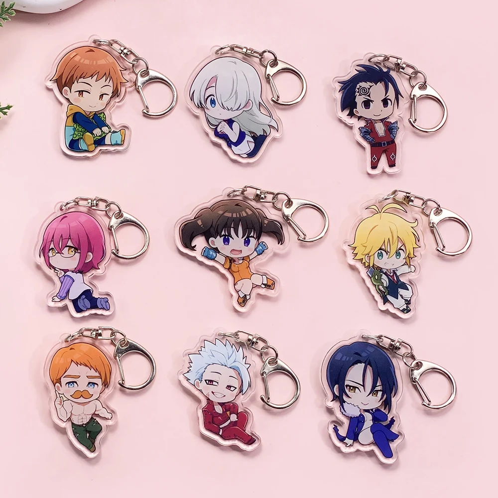 Llavero acrílico de anime Los Siete Pecados Capitales, colgante lindo para mochila, accesorios divertidos para bolsos, decoración, regalos festivos (1/9 piezas)