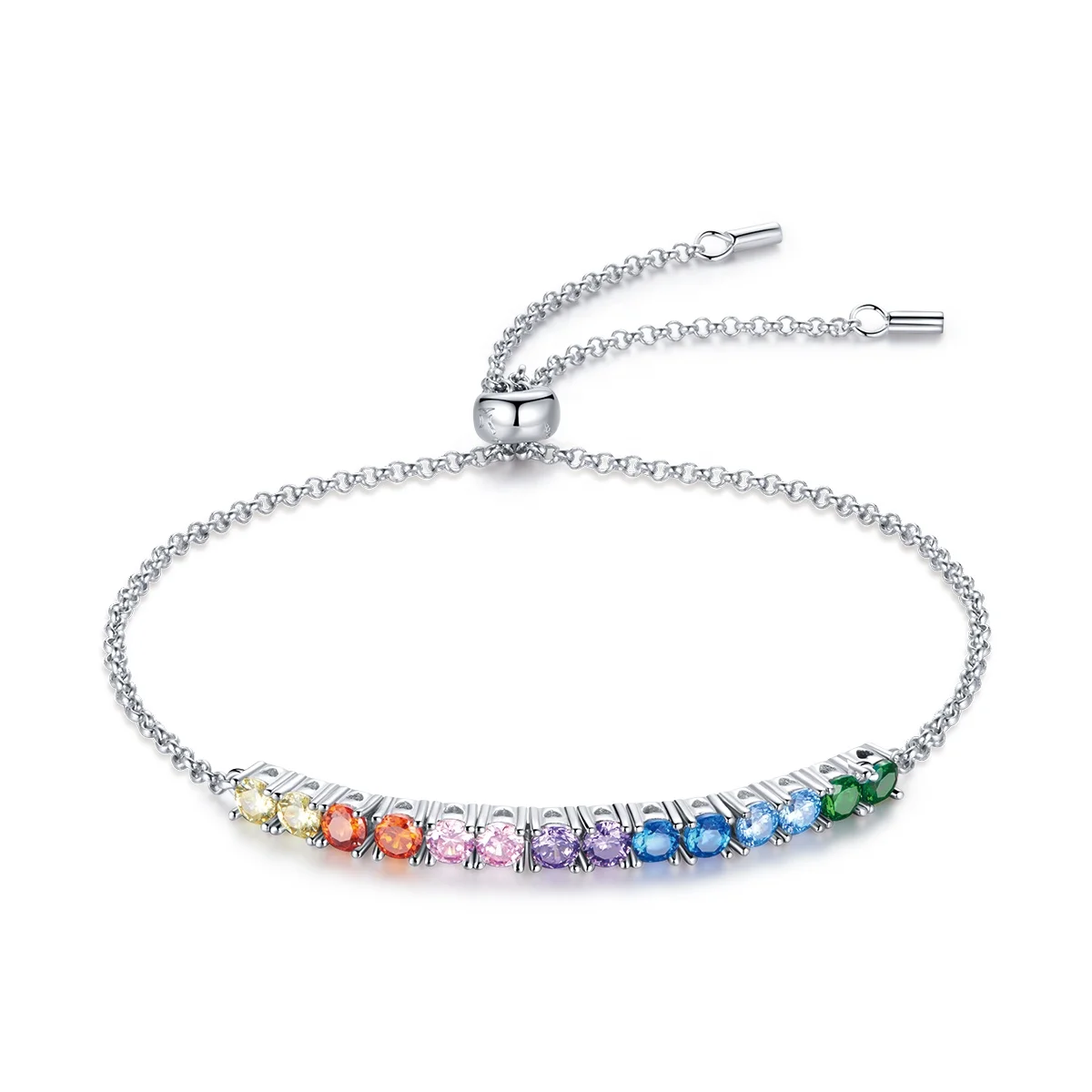 low MOQ fashion wholesale cuban silver 925 bracelet stones jewelry gold plated colorful women rainbow tennis zircons bracelets