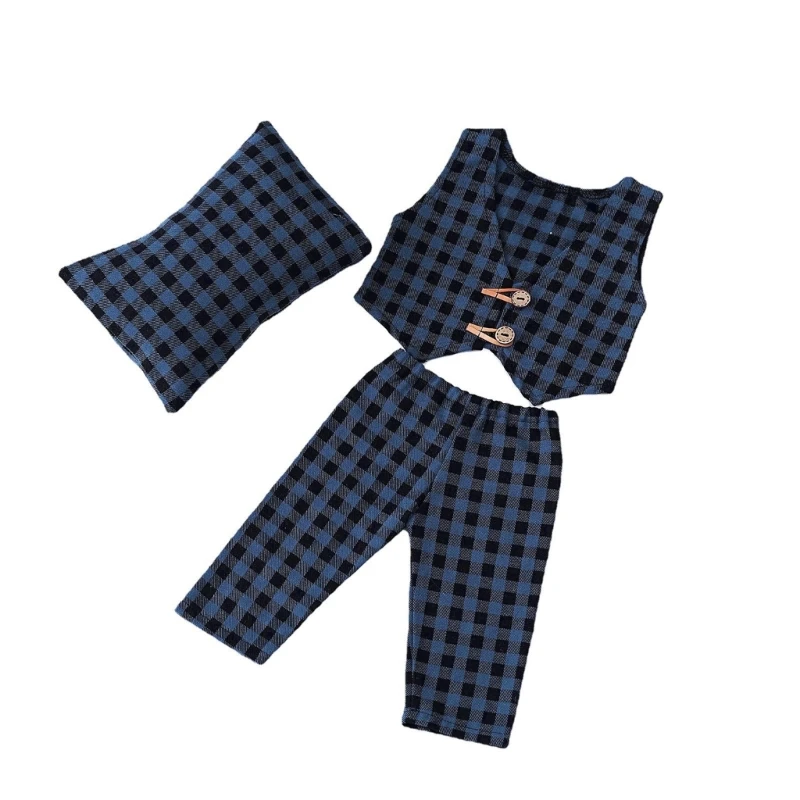 

Upgraded Baby Photography Props Checkered Pillow Pants & Vest Set Newborn Boy Photo Outfits for Infant Gentleman