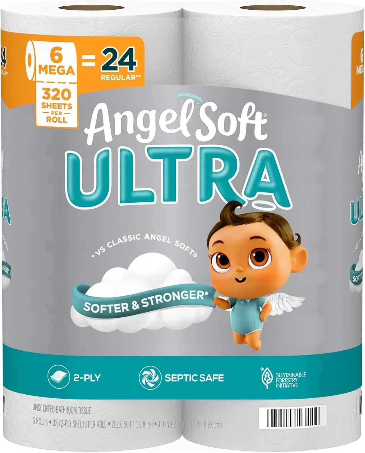 

Ultra Soft Toilet Paper 6 Mega Rolls 320 2 Ply Sheets per Roll Strong and Soft