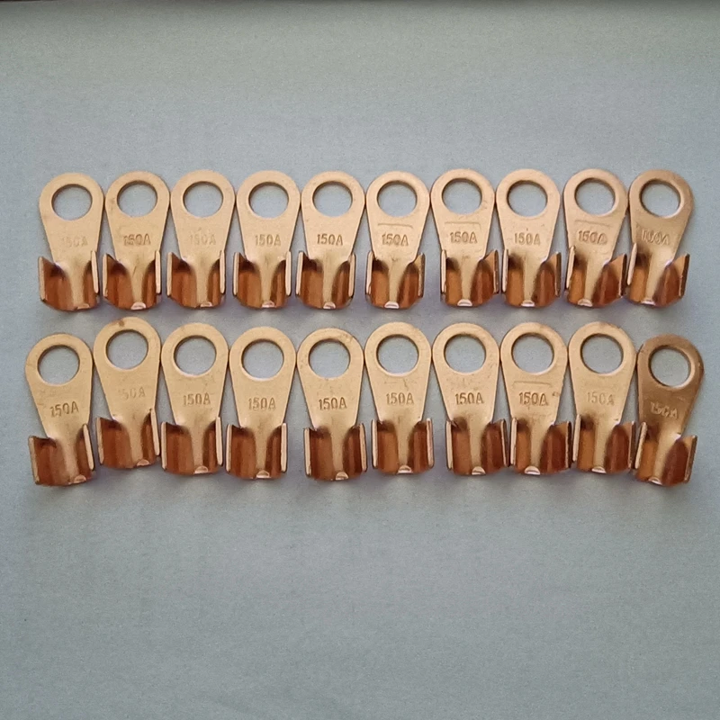 20PCS Battery Clamp 150A Copper Wire Nose Terminal Ear OT Open Cable Connector For Big Current Discharge Battery LiFePO4 Li-Ion 