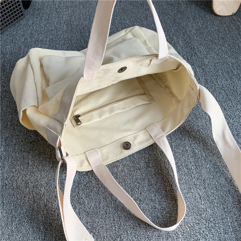 Casual Canvas School Bag For Women Versatile Large Capacity Messenger Bag Female Military Green Travel Shoulder Handbag Tote Bag