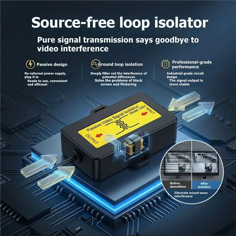 Efficientt-Car For Camera Filter RCA Video Signal Isolator Passive Video Signal Isolation For Camera Snowflake