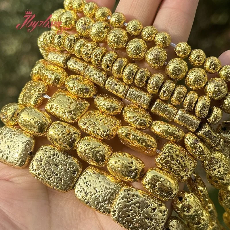 

Бусины из натурального камня, лавового золота, свободные нити, 15 дюймов, для изготовления ювелирных изделий, ожерелье, браслет «сделай сам», 6 мм, 8 мм, 10 мм, 12x16 мм, 20 мм