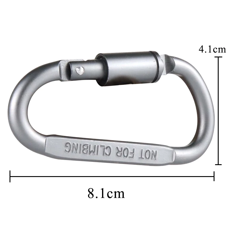 1pc Tactical D Keychain Shape Hook Buckle Clip Climbing Carabiner Hanging Fit Outdoor Silver Camping Survival Edc Tools