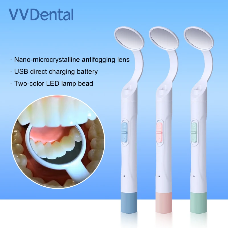 3pcs Dental LED Light Mouth Mirror USB Oral Mirror Portable Reusable Dentist Oral Checking Fog Bright Tooth Care Hygiene Mirror