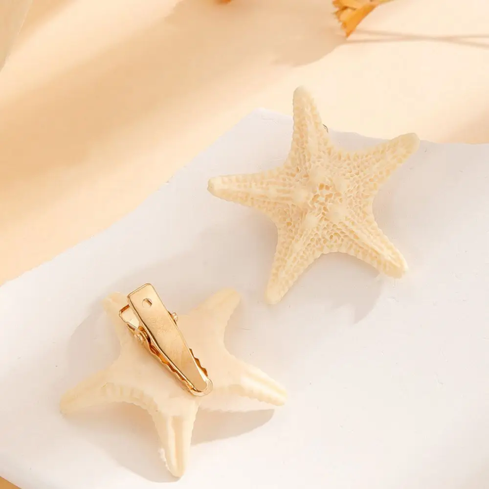 Vintage Resin Starfish Hairpin Creative White Cute Sweet Hair Clip For Fashion Trend Women Accessory