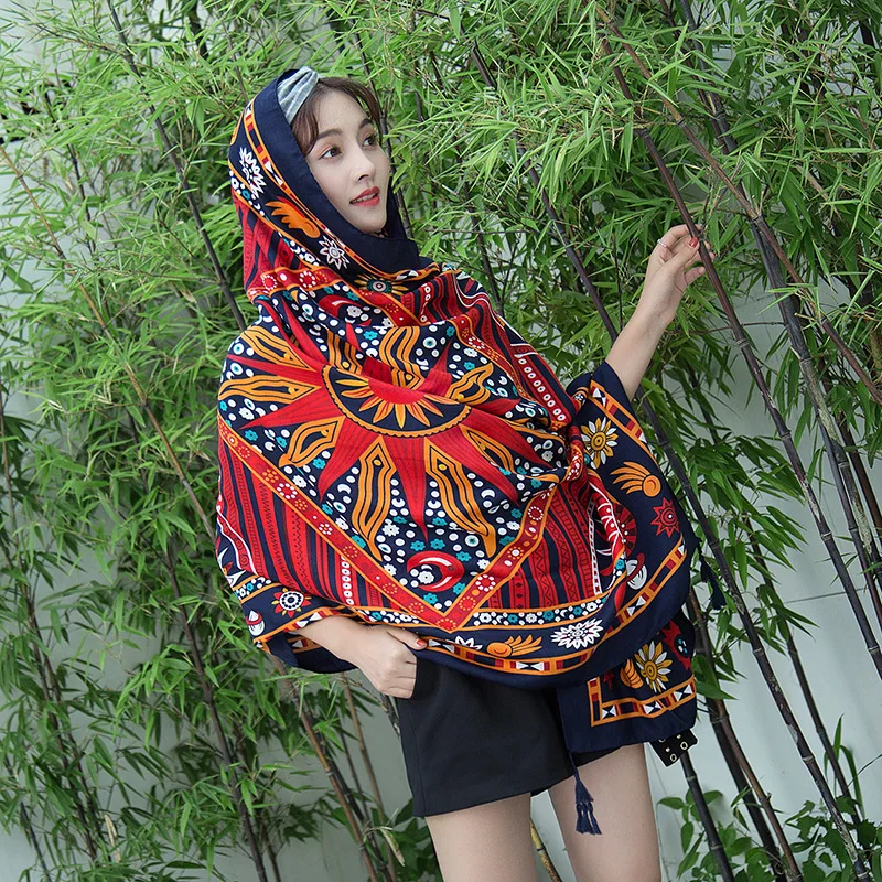 Beach Scarf Sunscreen shawl Designer Hair Print Head Large Handkerchief Shawl Women bandanna foulard muffler wrap wholesale