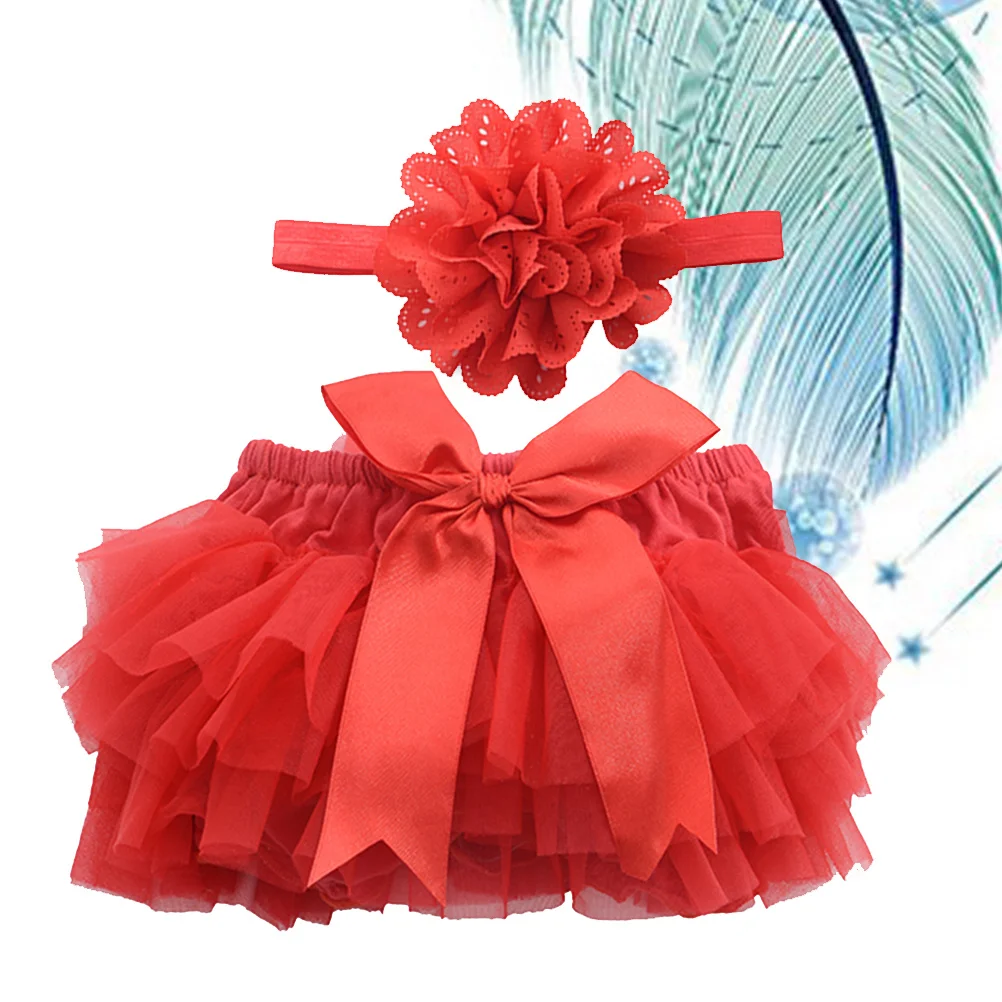 

1Pcs Baby Tutu Skirt for Girls Red Size M Satin Waistband Soft Protective Tulle Layers Newborn Birthday Clothes Accessory