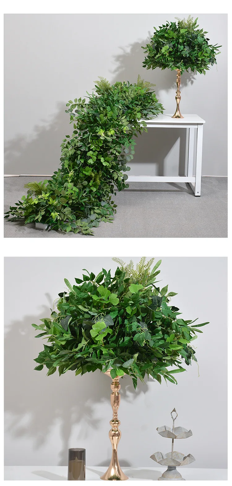 30-80CM Grüne Künstliche Blumenreihe, Grünes Blumenarrangement, Hochzeitstischbogen-Dekoration, Outdoor-Event, Künstliche Blumen-Hintergrundkulisse – Detail 7