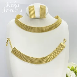 African Fashion Women Necklace Earrings Set Gold Plated Exquisite Jewelry Nigeria England Bride Jewelry Wedding Party Gifts