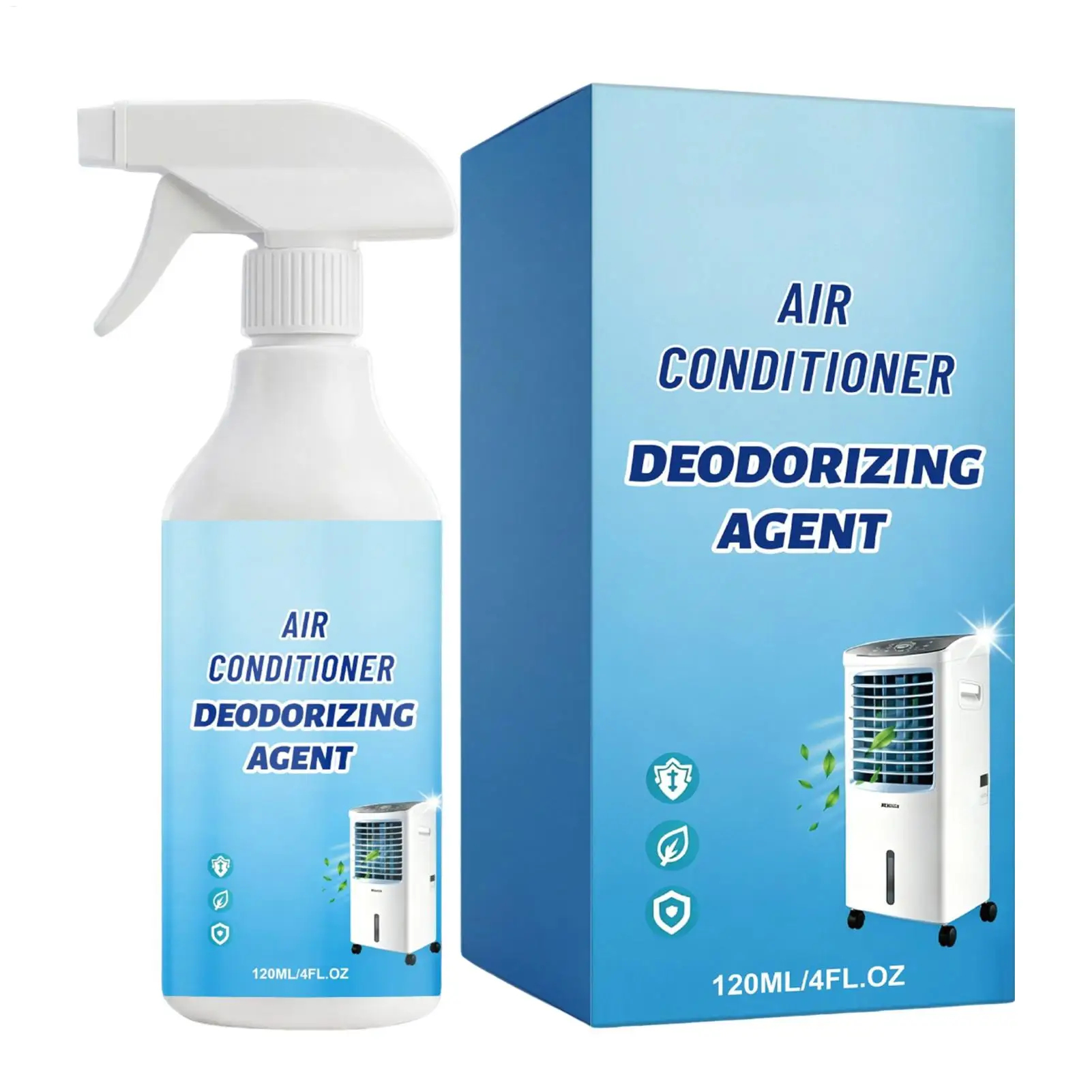 Protable AC Deodorizer Spray 120ml HVAC System Cleaner Air Freshener Car Vent Fan Furnace Basement Office Odor Smell Remover