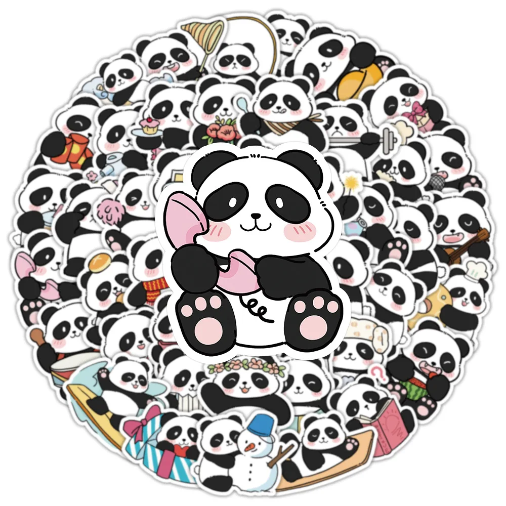 10/30/50PCS New Cute Panda Sticker Cartoon Graffiti Stationery Computer Luggage Helmet Mobile Car Wall Sticker Toy Decoration