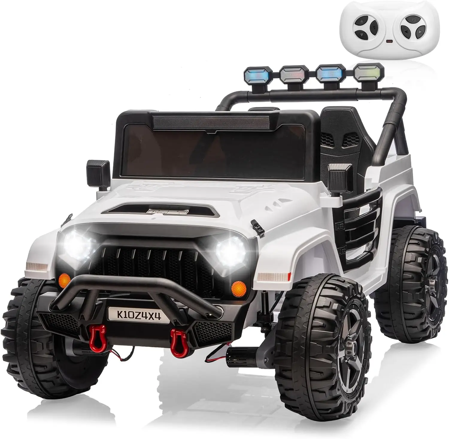 24V Ride Toys Big Kids 2 Seater Car Remote Control 4x4 Truck 4 Motors 3 Speeds Adjustable 4 LED Lights Bluetooth Music Electric