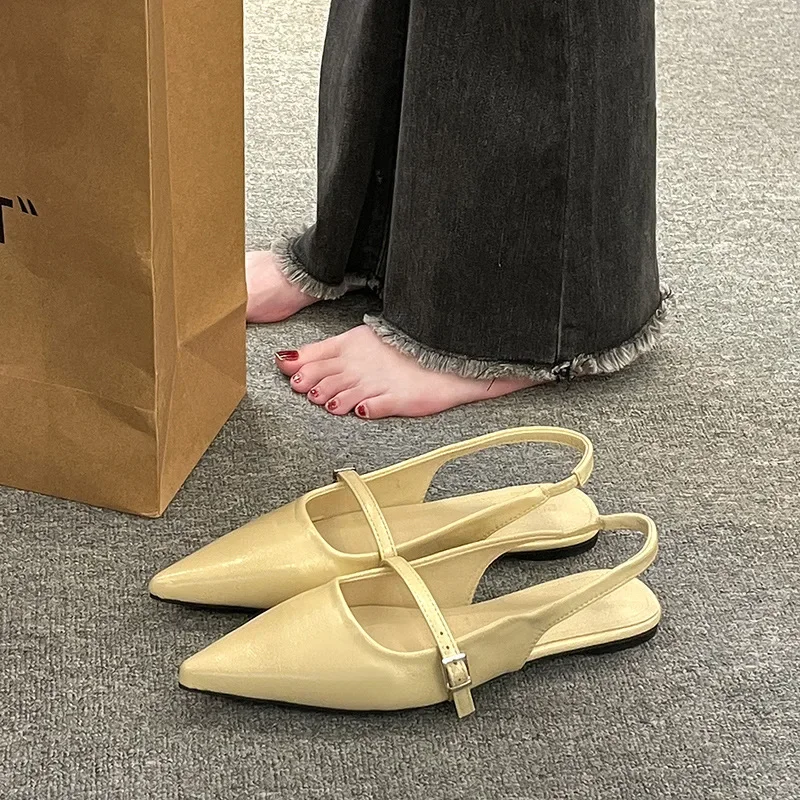 الفرنسية شقة الأسود باوتو الصنادل الجنية أحذية جديدة الربيع والصيف مدبب الماس مزاجه حذا فردي للسيدات Zapatos De Mujer #4