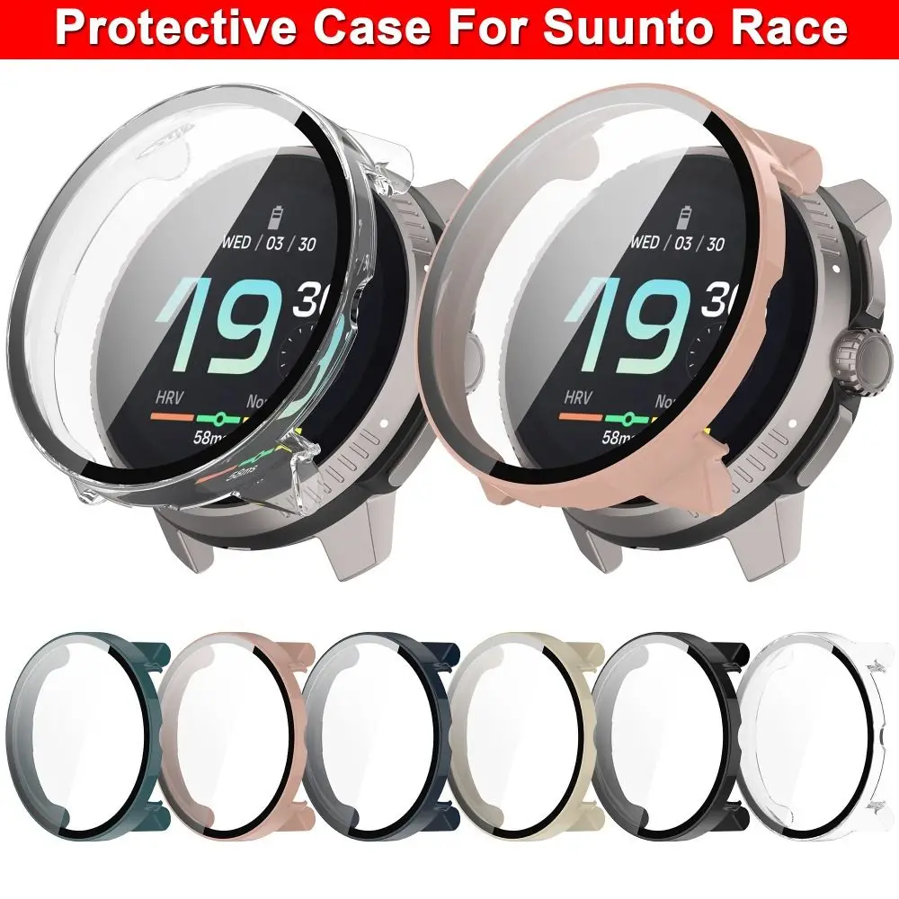 

New PC+Tempered Protective Case Full Coverage Smart Watch Screen Protector Anti-Scratch Hard Cover Shell for Suunto Race