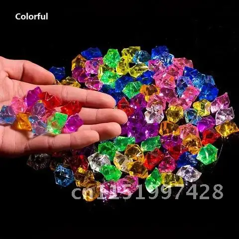 

100pcs Plastic Transparent Vase Decorative Stone Artificial Color Rock Acrylic Crystal Stone Fish Tank Home Wedding Decorations