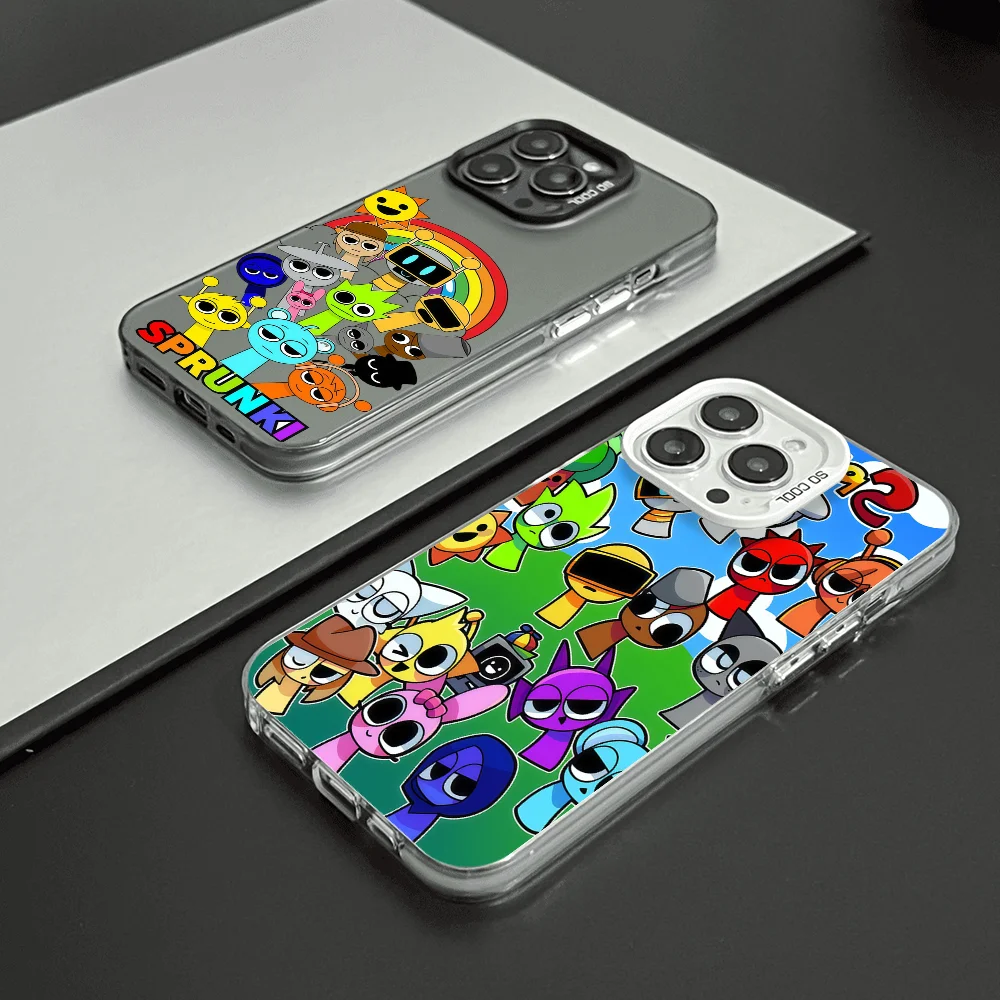 

Cartoon game S-Sprunki phone case FUNDA for iPhone 12 11 13 14 15 16 17Max Pro Plus Mini Color Protective Case