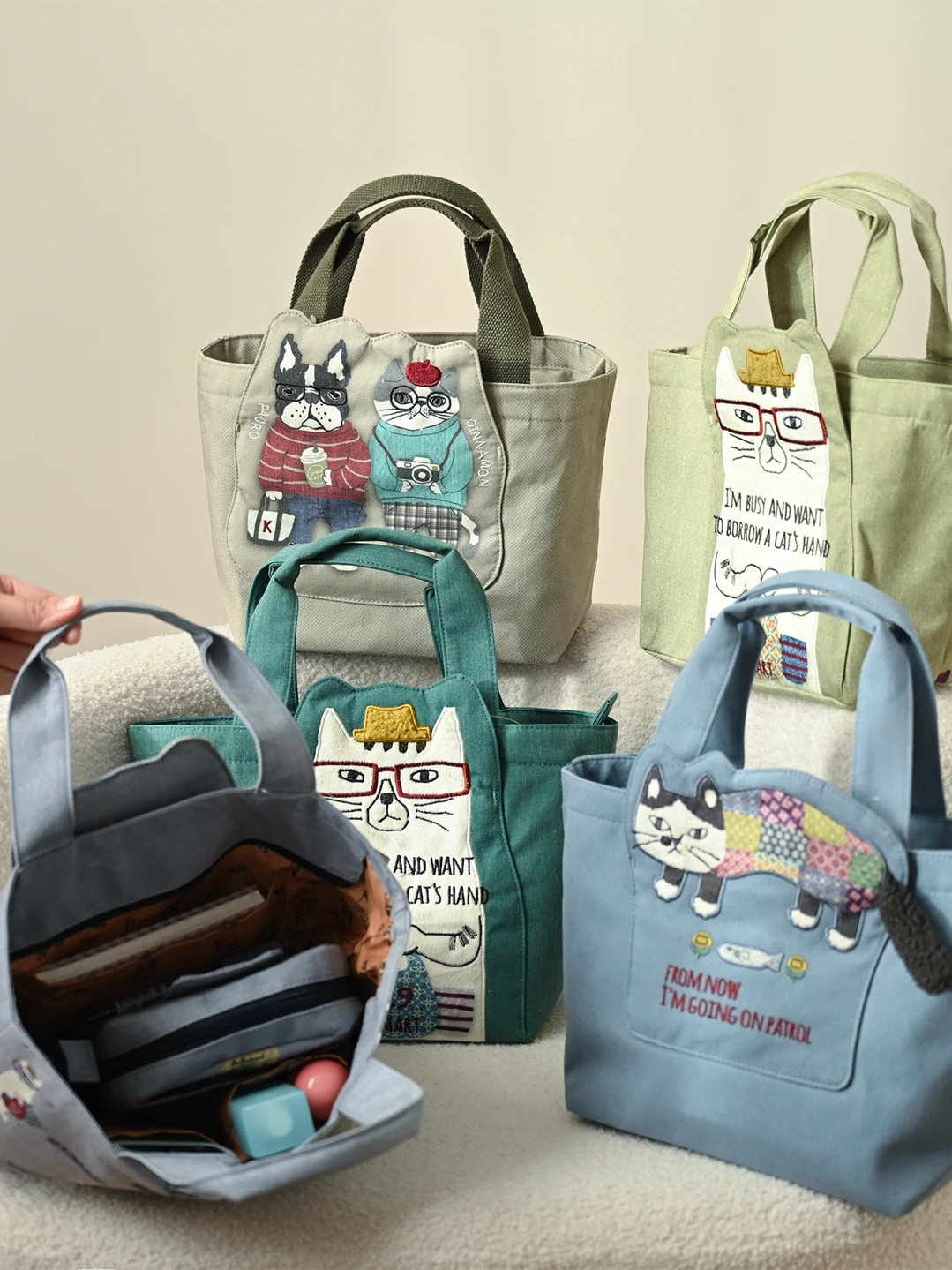 

Женская большая сумка с глазкой вышивкой, ручная сумка, многокарманная сумка из хлопчатобумажной ткани, повседневная простая женская сумка