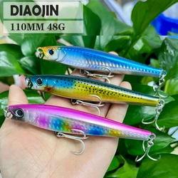 48g 110mm 헤비 싱킹 미노우 낚시 미끼 캐스팅 해수 인조 하드 베이트 몬스터 샷 페스카 워블러 낚시 용품