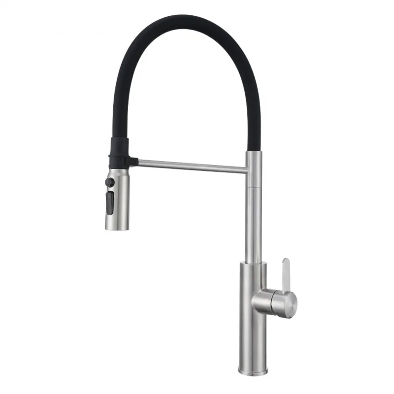 Grifo de agua fría y caliente de cocina magnético de acero inoxidable 304, grifo de fregadero telescópico de raspado Universal de silicona a prueba de salpicaduras