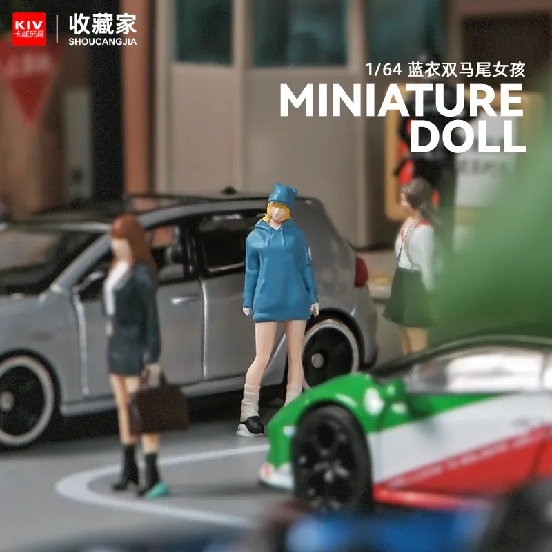 1:64 Anime girl Mini bambola figura modello in miniatura fotografia puntelli modello di scena fai da te tavolo di sabbia paesaggio ornamento regalo