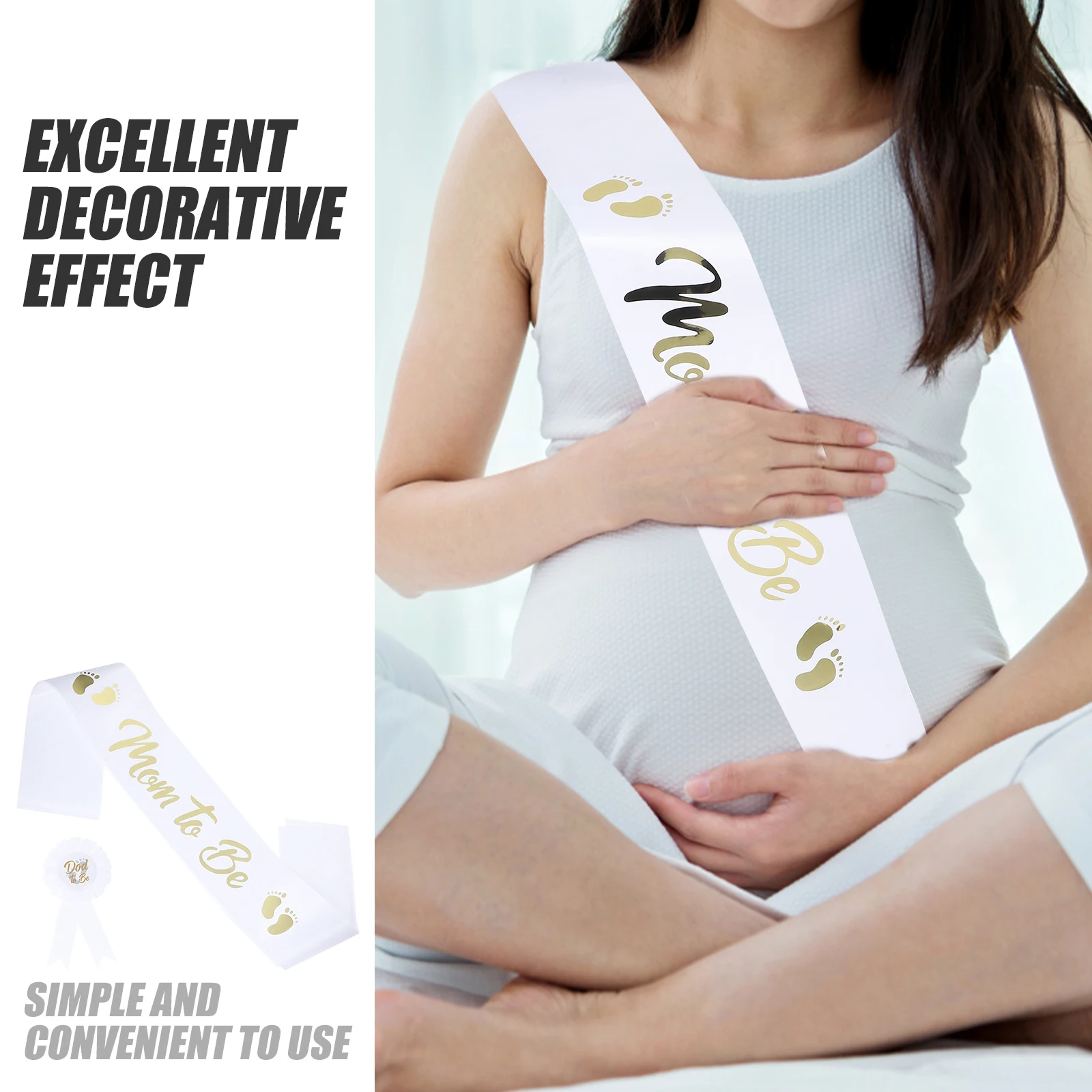 

1 set Mom to be Sash Dad to be Badge Pin Set Baby Shower Decorations Gifts for Parents Maternity Photography Accessories