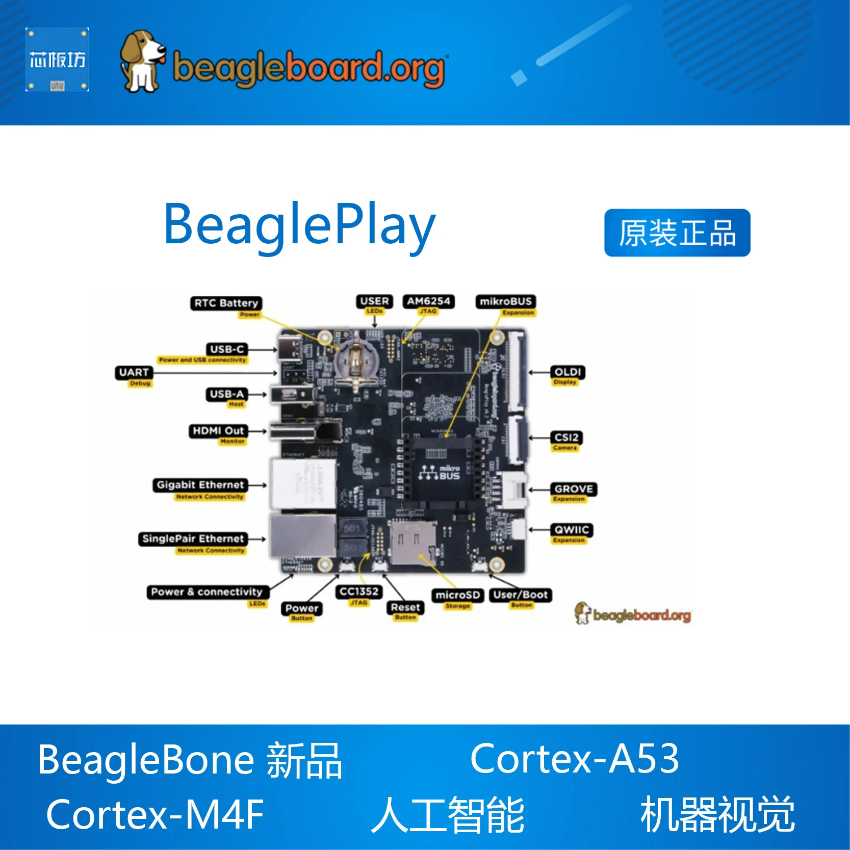 Imagem -03 - Beagleplay Placa de Desenvolvimento ti Am625 Beagleboard Beagebone Kit Desenvolvimento