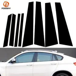 8Pcs for BMW X6 E71 2008 2009 2010 2011 2012 2013 2014 Door Window Pillar Posts Trim Molding Cover Stickers Accessories