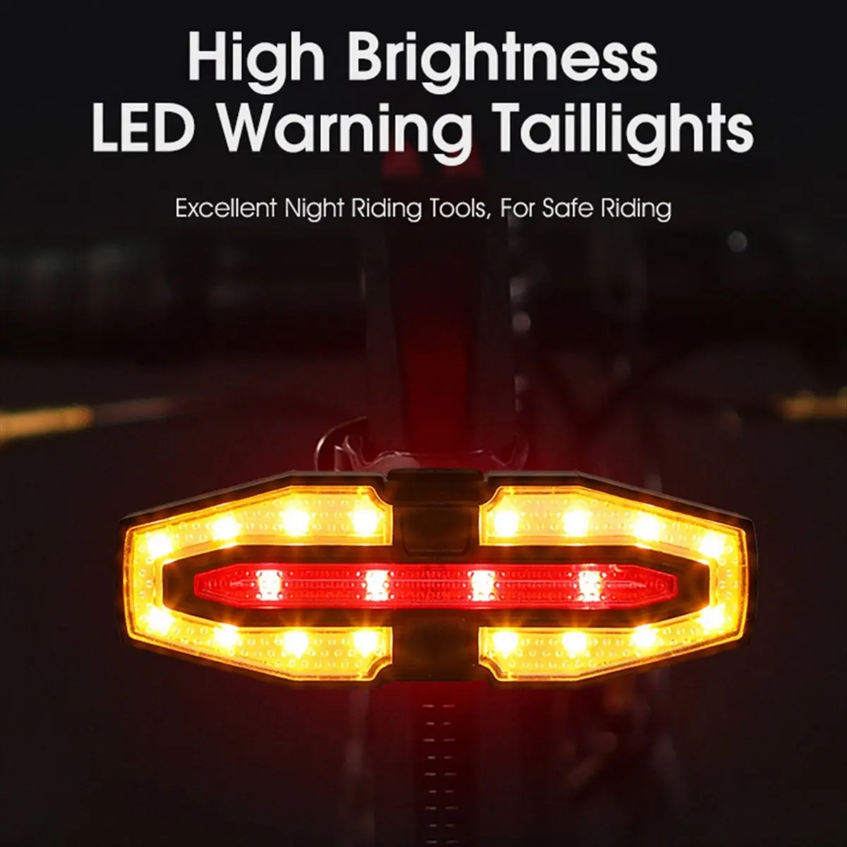 ABMO Bicycle Remote Control Taillight, Turn Signal with Horn, USB Rechargeable Taillight, Night Riding Warning Light Silver