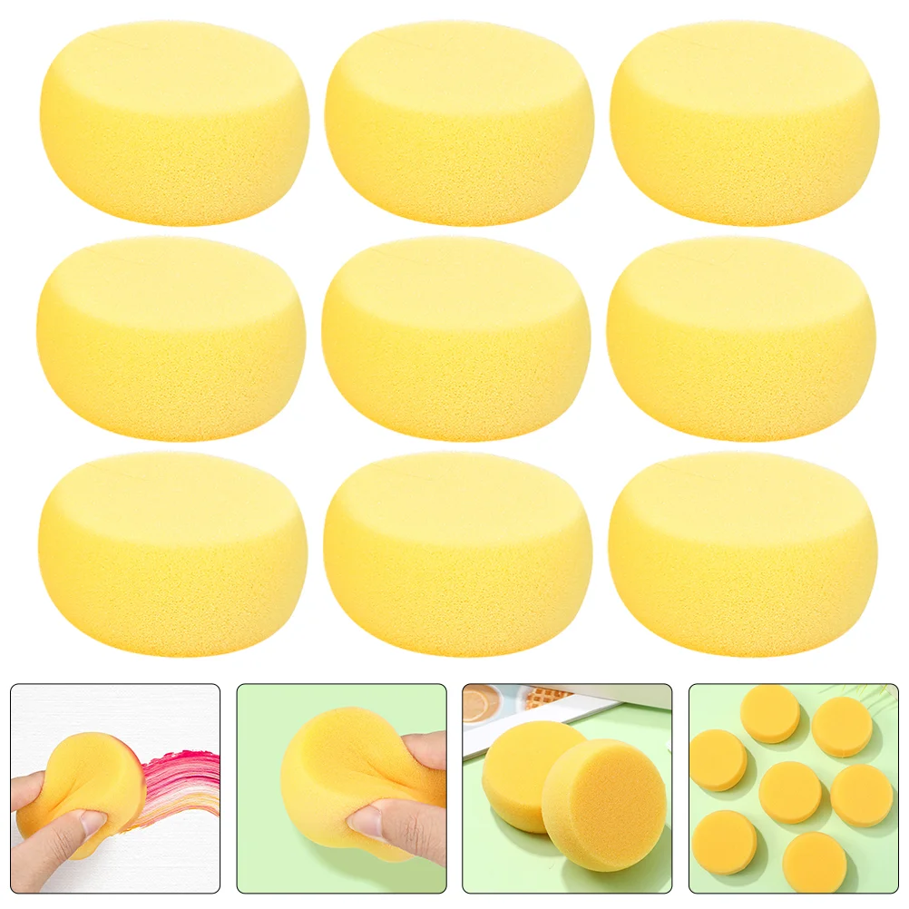 

24 Pcs Yellow Round Cake Sponge Pieces Make up Sponges Multi-function Face Scrubber Bath