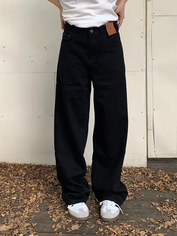 

plus Size 300 Pou American High Street Vibe Bla Straight Leg Jeans Men Women Casual High Waist Wide Leg Floor Length Pants