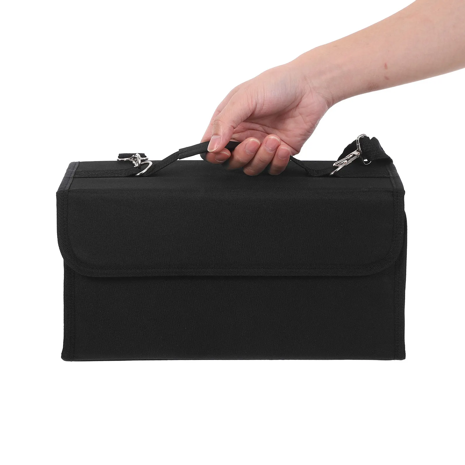 80 Slots Marker Storage Bag Solid Color Portable Organizer Case Elastic Strap for Art Craft Office Makeup Carry Handle