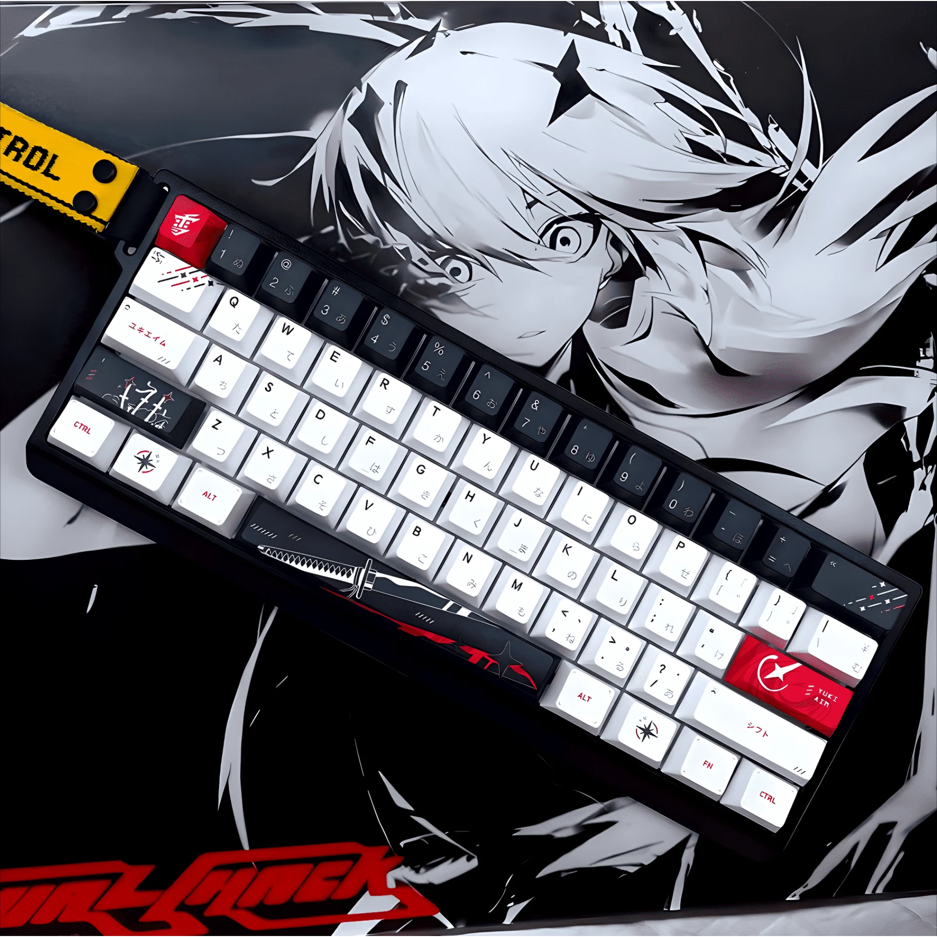 134 Keys Japanese Personalized Cherry Keycap Set PBT Knife Yuk1 Anime for MX Switch 60/84/90/104/108 Mechanical Keyboards