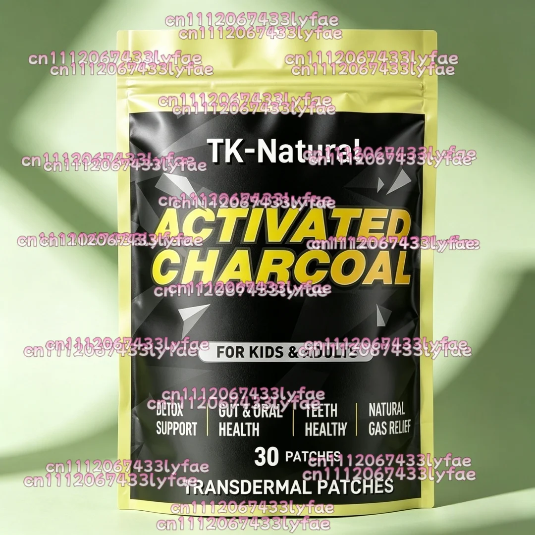 30 Patches Activated Charcoal Transdermal Patches for Gas Relief, Detox, Digestive and Oral Health