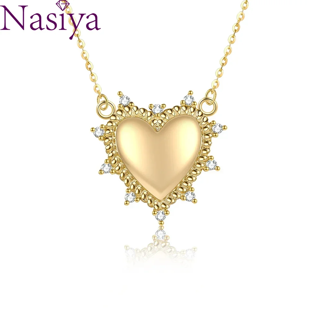 

Luxury Gold Heart S925 Silver Pendant Necklace for Women Trend Fashion Wedding Anniversary Gift Fine Jewelry