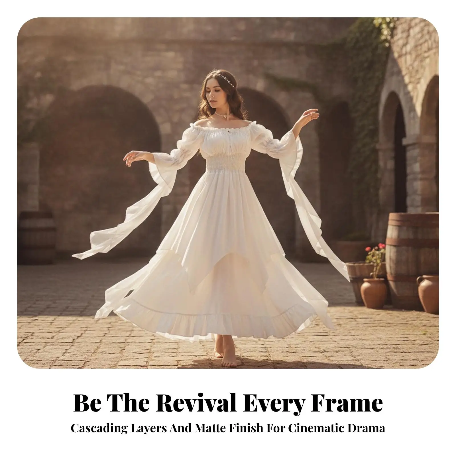 Women Medieval Renaissance Dress Off Shoulder Long Sleeve Floor Length Gown for Fantasy Event Birthday Party Costume view 3