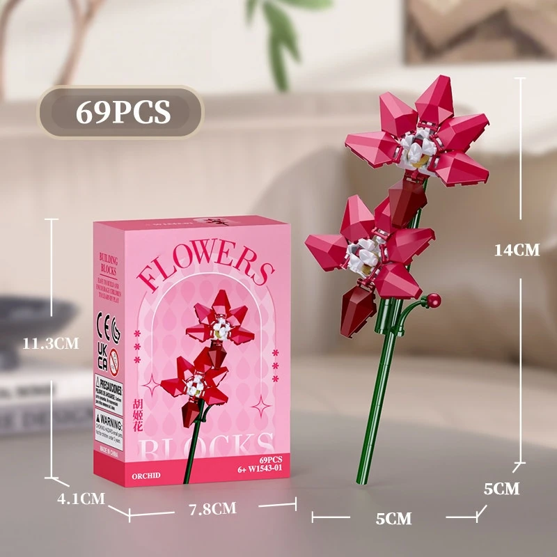 

Simulated Flower Building Blocks, Roses, Sunflowers and Tulips Assembled Toy Model Ornaments, Cute Children's Birthday Gifts