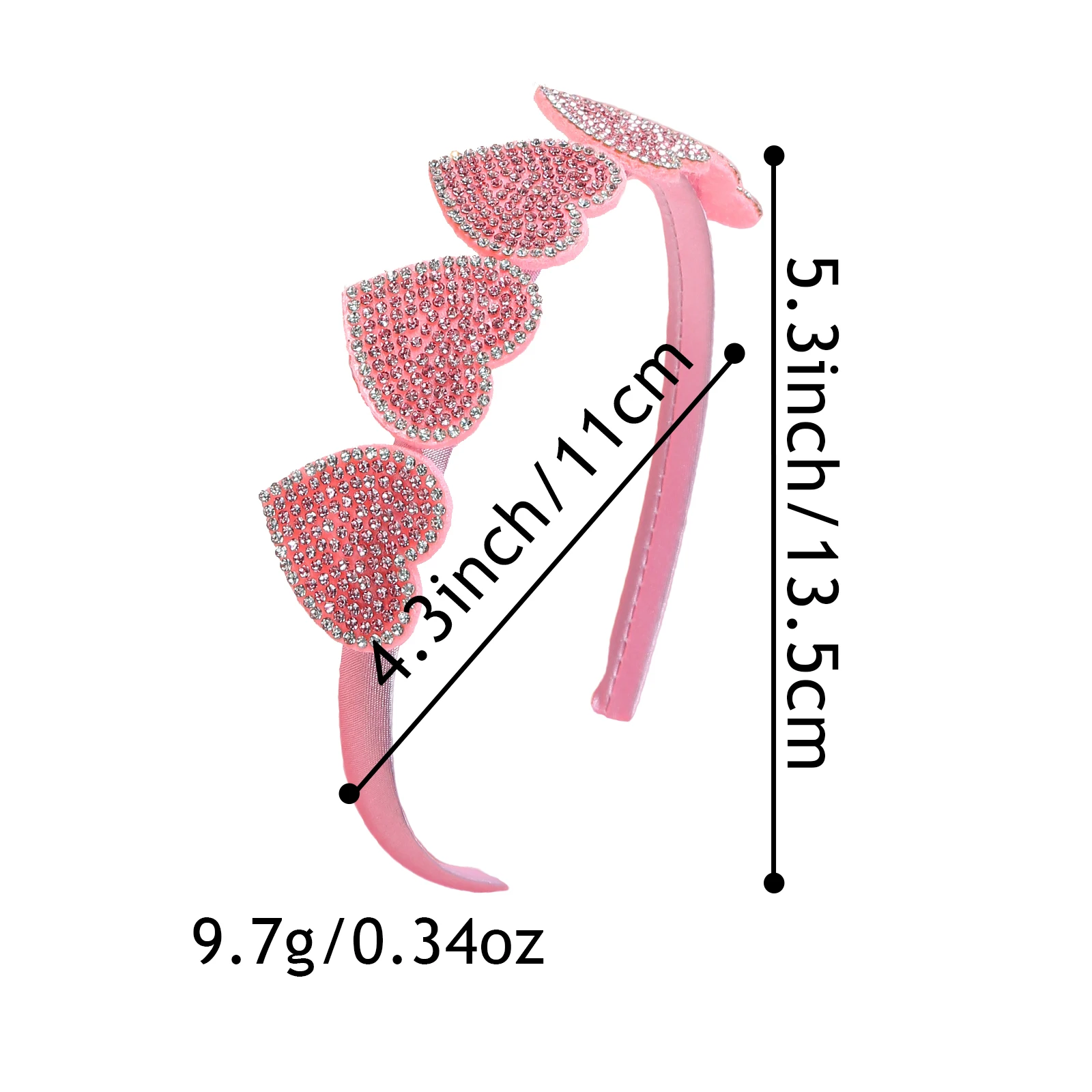 1/2pcs Crystal Diamond Heart Stain Headbands For Girls Valentine's Day Date Party Gift For Kids Women Hair Accessories