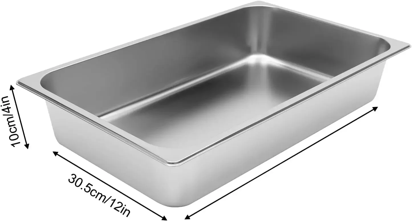 4 inch Deep Full Size Steam Table Pans, Hotel Pan Deep w/Lids for Restaurants Hotels Catering Companies Buffets Snack Bars Carts