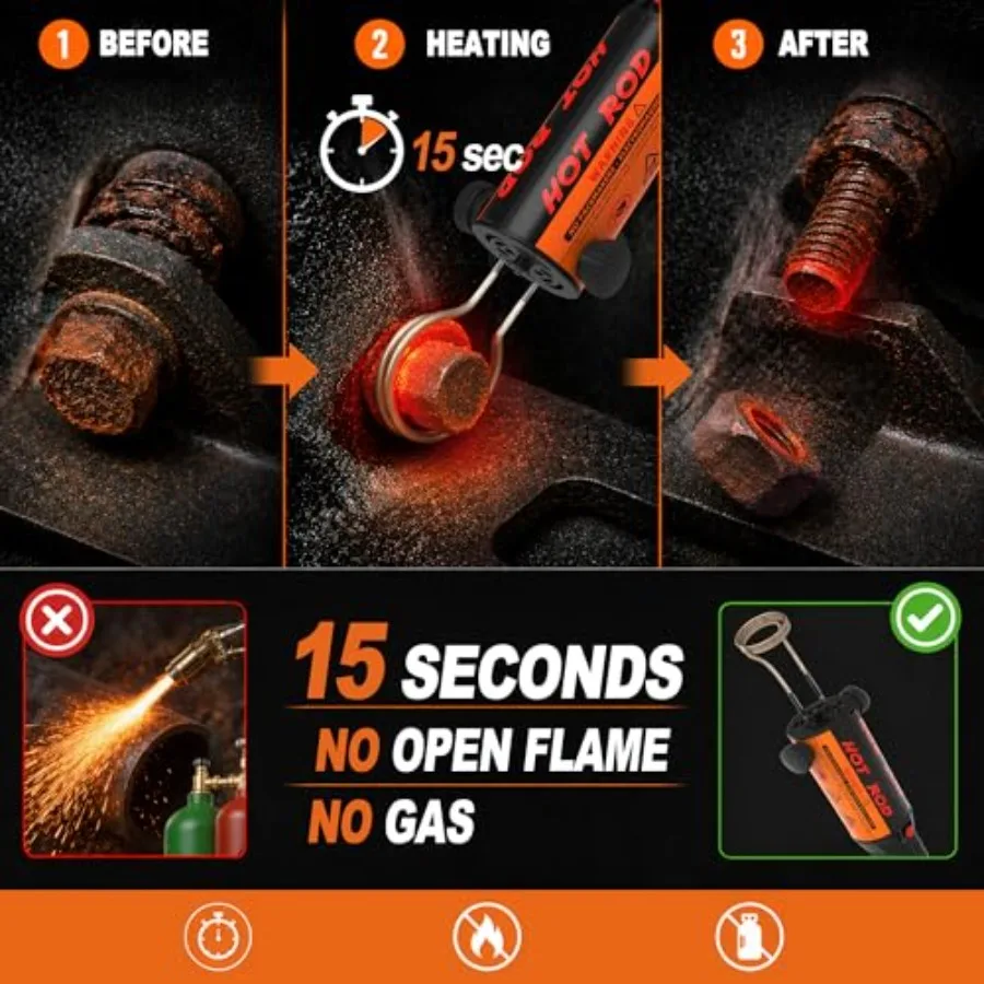 Magnetic Induction Heater Bolt Removal, 1200W 110V Heat Induction Tool for Rusty Bolts and Nuts, Nut Buster Tool with s and Cas