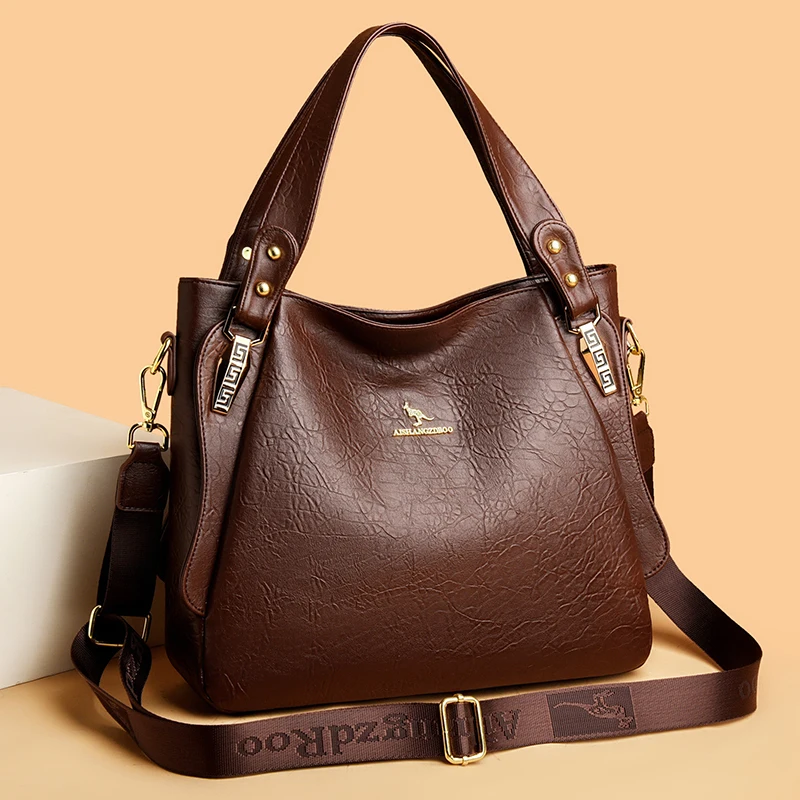 

Women's High-end Soft Pu Leather Shoulder Bag Luxury Designer Handbag Ladies Tote Bag Crossbody Commuting 2 Layers Pleated Sac